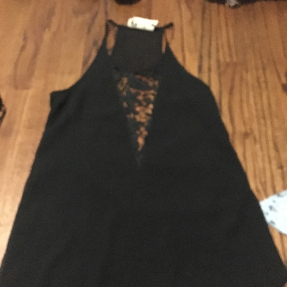 LF flowy black dress with lace